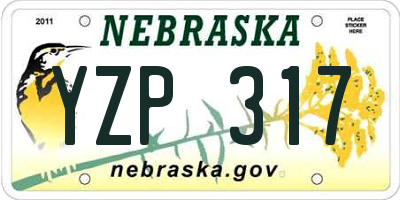 NE license plate YZP317