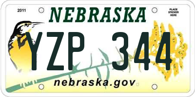 NE license plate YZP344