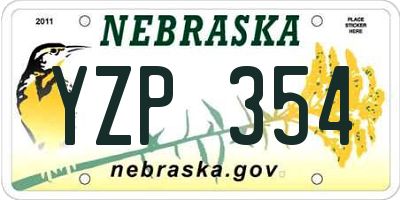 NE license plate YZP354