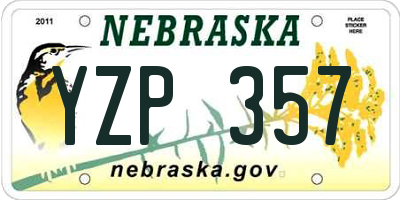 NE license plate YZP357