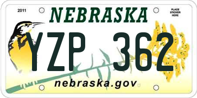 NE license plate YZP362