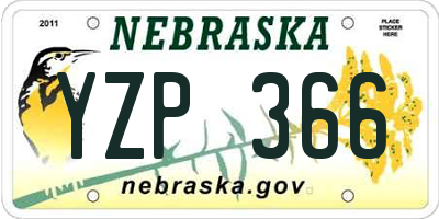 NE license plate YZP366
