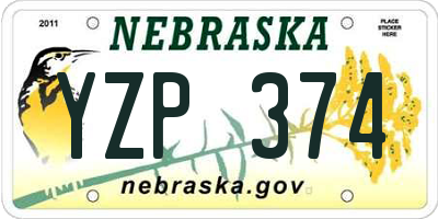 NE license plate YZP374