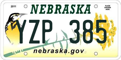 NE license plate YZP385