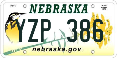 NE license plate YZP386