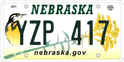 NE license plate YZP417