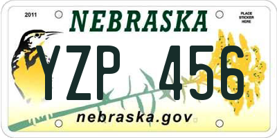 NE license plate YZP456