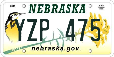 NE license plate YZP475