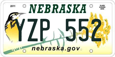 NE license plate YZP552