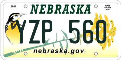 NE license plate YZP560