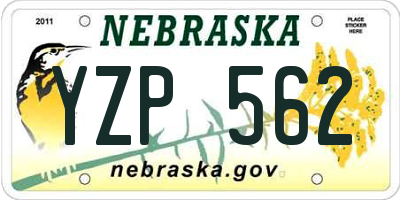 NE license plate YZP562