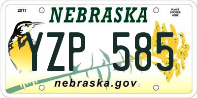 NE license plate YZP585