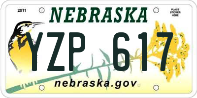 NE license plate YZP617