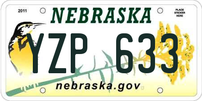 NE license plate YZP633
