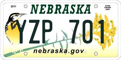 NE license plate YZP701