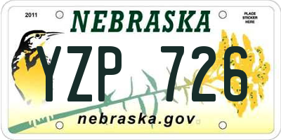 NE license plate YZP726