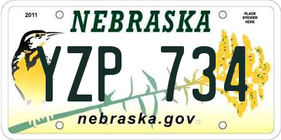 NE license plate YZP734