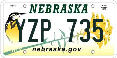 NE license plate YZP735