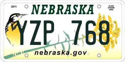 NE license plate YZP768