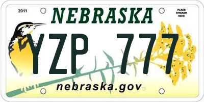 NE license plate YZP777