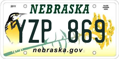 NE license plate YZP869