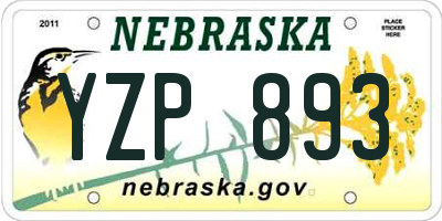 NE license plate YZP893