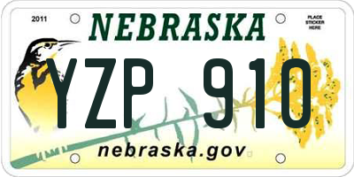 NE license plate YZP910