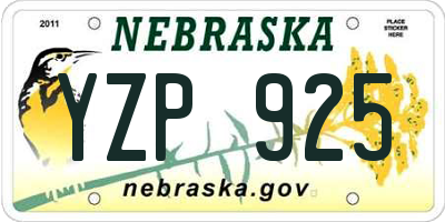NE license plate YZP925