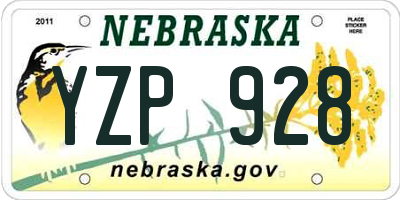 NE license plate YZP928