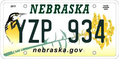 NE license plate YZP934
