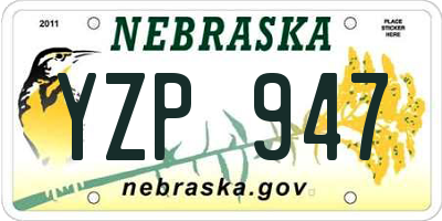 NE license plate YZP947