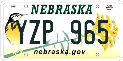 NE license plate YZP965