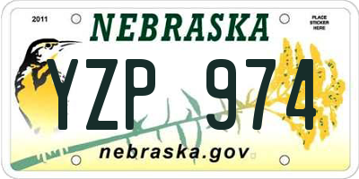 NE license plate YZP974