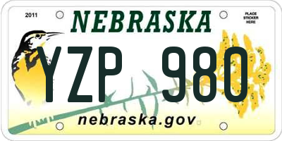 NE license plate YZP980