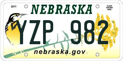 NE license plate YZP982