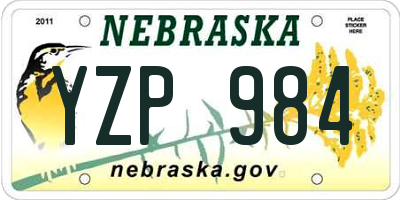 NE license plate YZP984