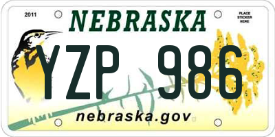 NE license plate YZP986