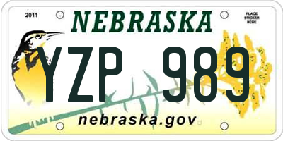 NE license plate YZP989