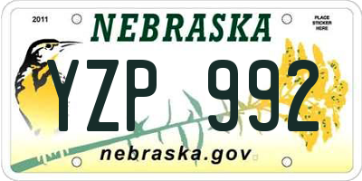 NE license plate YZP992