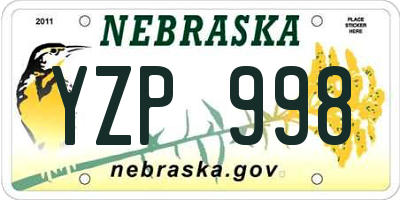 NE license plate YZP998