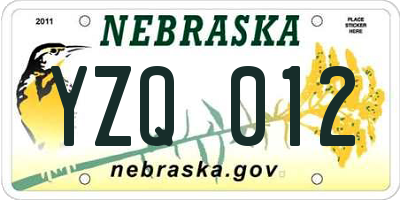 NE license plate YZQ012