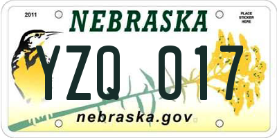 NE license plate YZQ017