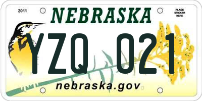 NE license plate YZQ021