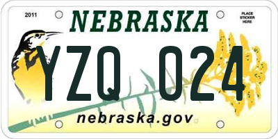NE license plate YZQ024