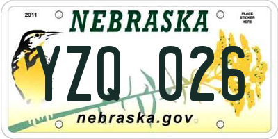 NE license plate YZQ026