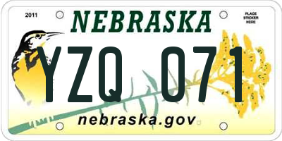 NE license plate YZQ071