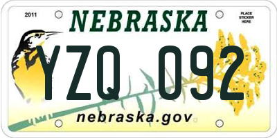 NE license plate YZQ092