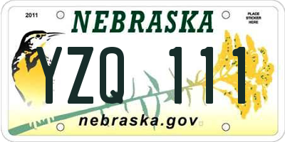 NE license plate YZQ111