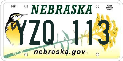 NE license plate YZQ113