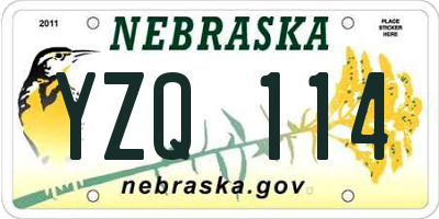 NE license plate YZQ114